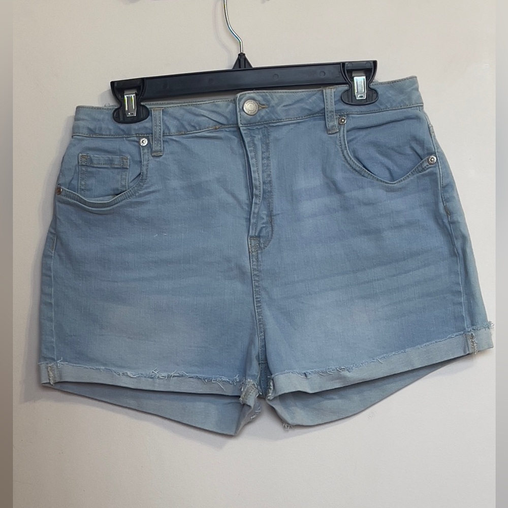U2B Urban Basics Light Blue Distressed Jean Shorts with Cuffed Hem